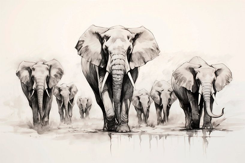 Herd of elephants by vanMuis