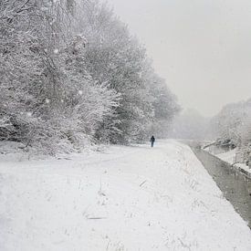 Homme dans la neige. sur Alie Ekkelenkamp