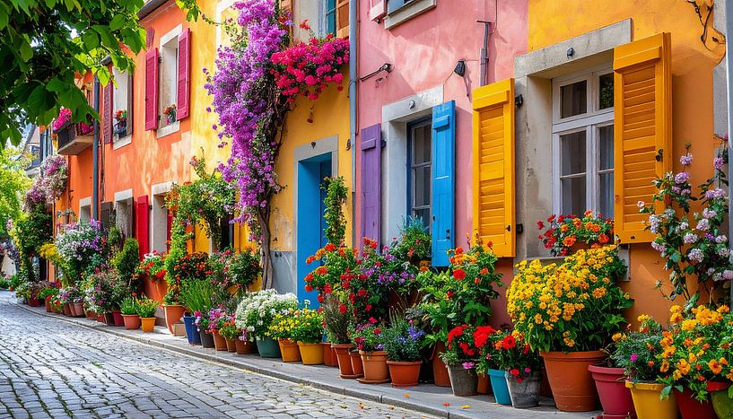 Bunte Häuser mit Blumen von Mustafa Kurnaz