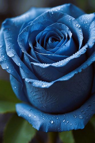 Blauwe roos bedauwd in ochtendlicht