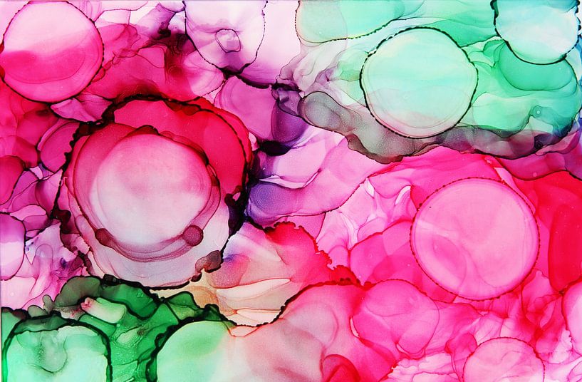 Roze groene abstracte zomerkleuren van Joke Gorter