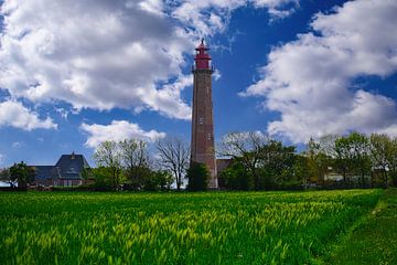 Gezicht op de vuurtoren van Fluegge in het zuidwesten van het eiland Fehmarn van Andreas Völkel