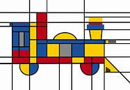Piet Mondrian-locomotief van Marion Tenbergen thumbnail
