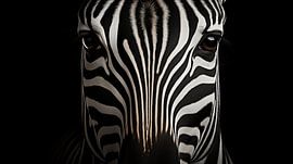 Zebraporträt tief in einer Reihe dünner schwarzer Linien im Hintergrund