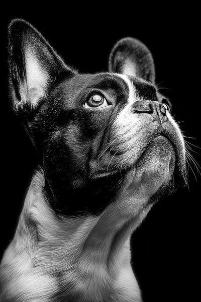 Französische Bulldogge - Schwarz-Weiß-Porträt von Matthias Hauser