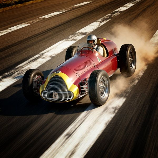 1950 Alfa Romeo Alfetta in Monza - Rennsport Kunst von Jan Keteleer