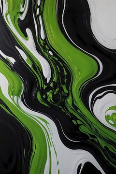 Dynamische Abstraktion von Schwarz und Grün von De Muurdecoratie