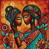 Romantische schilderij van liefde tussen twee meisjes van Jan Keteleer (JanKé): Een reis voorbij het canvas