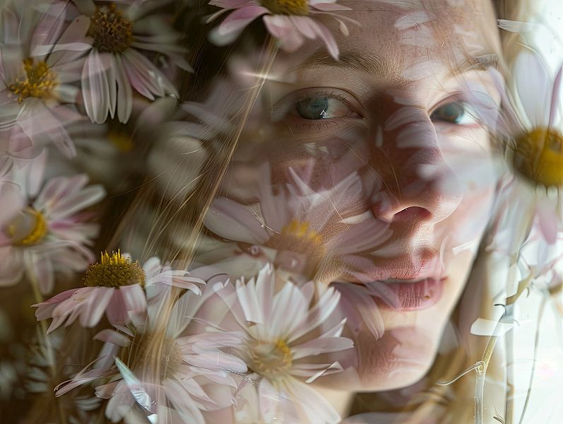 portrait de fantaisie avec des fleurs par Egon Zitter