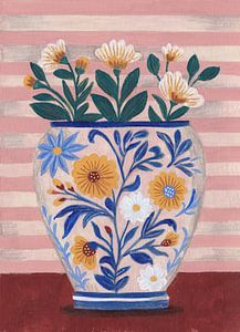 Nature morte couleurs pastel pot fleuri avec fleurs