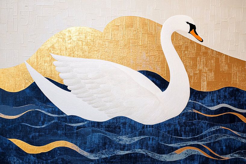 Graceful swan on water by Imperial Art House