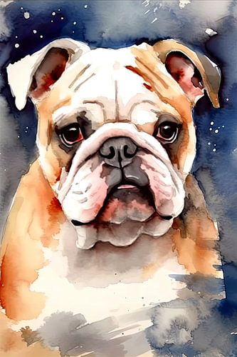 Watercolour of a bulldog