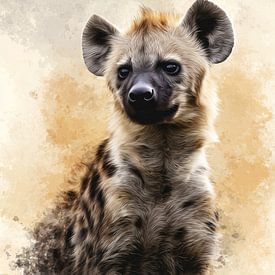 Hyänenporträt Junges Leben in subtiler Textur von Eva Lee