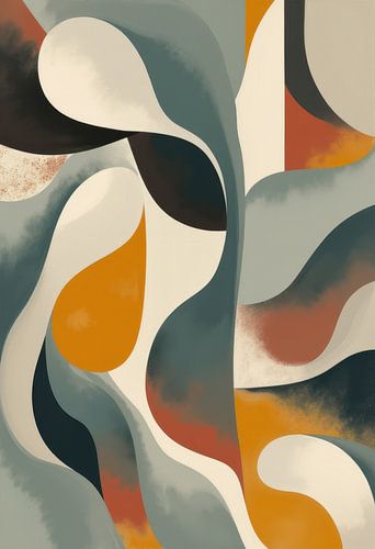 Abstrakte moderne Malerei - Organischer Fluss in warmen & kühlen Tönen von AVC Art Studio