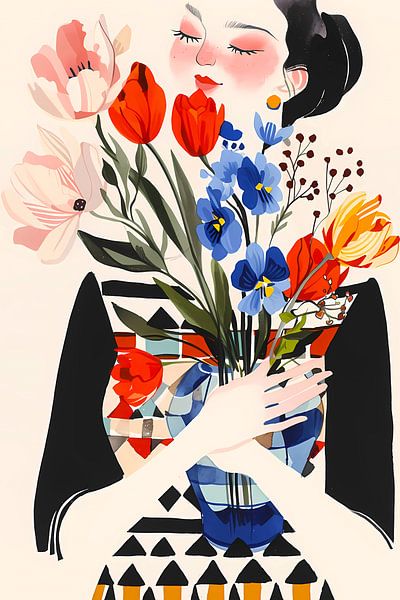 vrouwelijke schoonheid met bloemen van haroulita