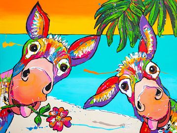 Silly Donkeys on the beach by Happy Paintings