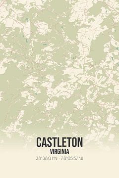 Alte Karte von Castleton (Virginia), USA. von Rezona