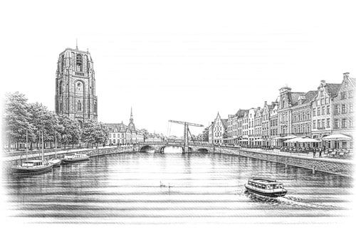 Pencil sketch of Historic Town