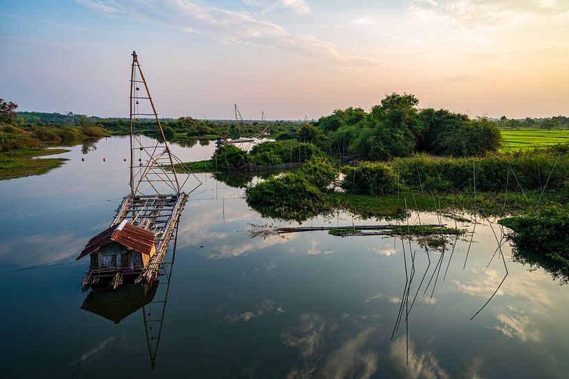 Fishing boats on the lake by Nico D'hont