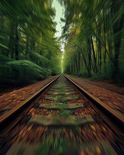 Zugstrecke durch den Wald von fernlichtsicht