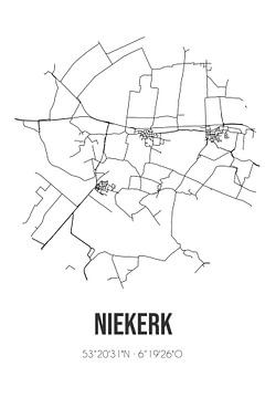 Niekerk (Groningen) | Landkaart | Zwart-wit van Rezona