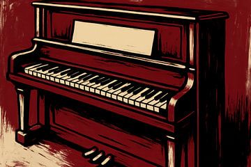 Deep red textured piano by Imperial Art House