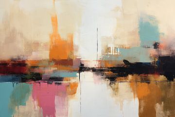 Modern abstract in warme pastelkleuren van Studio Allee
