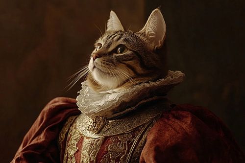 Kat in middeleeuws kostuum