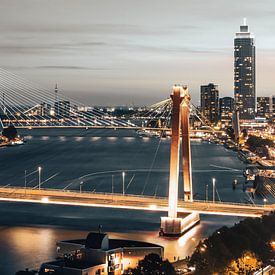 Skyline Rotterdam net na zonsondergang - Industrial edit (16:9) van Daan Duvillier | Dsquared Photography