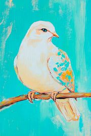 Delicate dove on branch - play of colours blue by Poster Art Shop