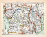 Equatoriaal Afrika. Vintage kaart ca. 1900 van Studio Wunderkammer thumbnail