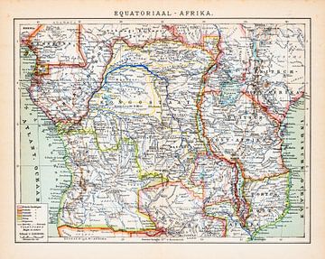 Equatoriaal Afrika. Vintage kaart ca. 1900 van Studio Wunderkammer