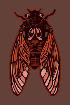 Cicada Bruin Oranje | Illustratie | Retro