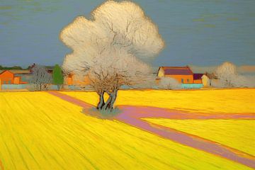 Landschap met boom in van Gogh-stijl_landscape van Ton Kuijpers