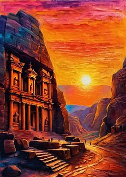 Oude stad Petra, zonsondergang van MIROKKU