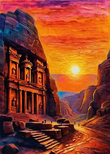 Oude stad Petra, zonsondergang van MIROKKU