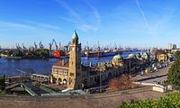 Hamburg Skyline - Landungsbrücken und Hafen von Frank Herrmann Miniaturansicht