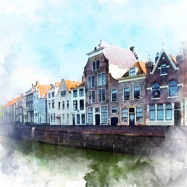 Aquarelle du Woodhotel à Middelburg, en Zélande par Danny de Klerk