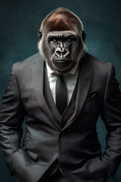 De elegante gorilla in pak van Poster Art Shop