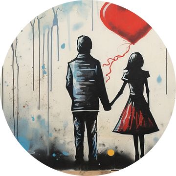 Banksy inspired Urban Love van Blikvanger Schilderijen