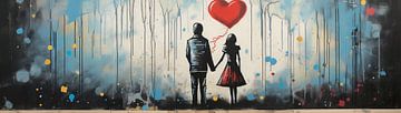 Banksy inspired Urban Love van Blikvanger Schilderijen