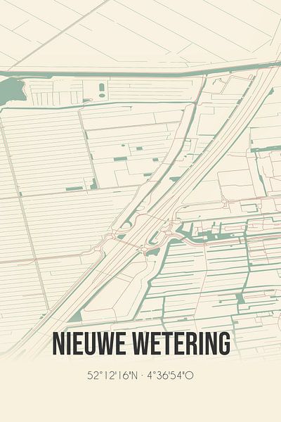 Carte ancienne de Nieuwe Wetering (Hollande méridionale) par Affiches de lieux