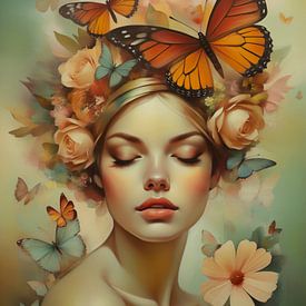 La fille au papillon sur Hilde Remerie Photographie et art numérique