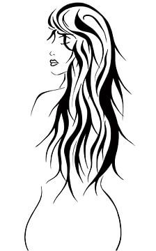 Silhouet van vrouw met lang haar van Wandersti