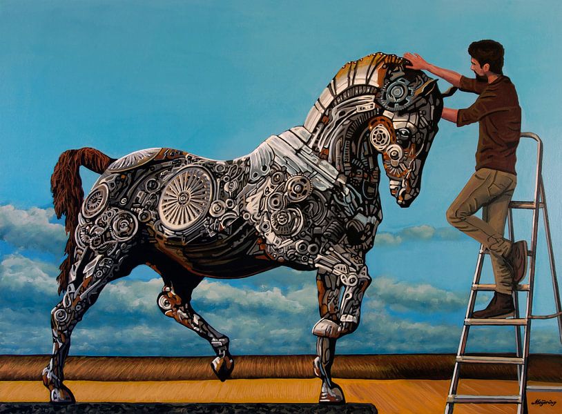 Cheval en métal par Cem Ozkan Peinture par Paul Meijering