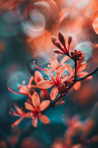 Oranje bloemen met bokeh