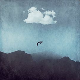 Lift Me Up - Mann hängt an Wolke von Dirk Wüstenhagen
