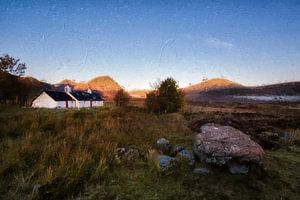 Maison blanche écossaise avec vue sur Digitale Schilderijen