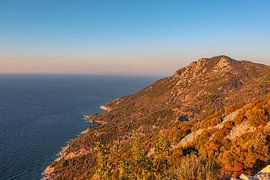 The mountains of Samos during sunset by Linda Herfs