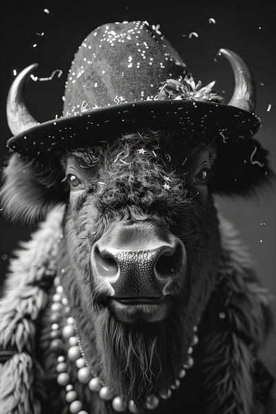 Lustiges Bison in 60er 70er Jahre Disco Geburtstag Outfit von Poster Art Shop